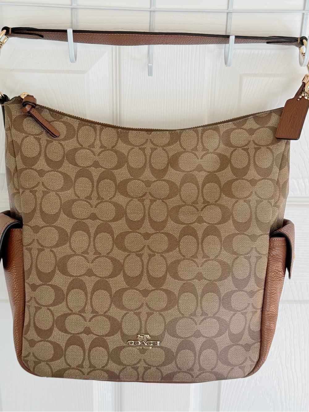 Coach Tan/Brown Signature Canvas Shoulder Bag